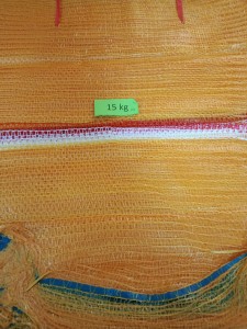 Worki Raszlowe na 15 kg z zaciągiem 42x60 cm. Pomarańczowe z flagą PL.200 szt.