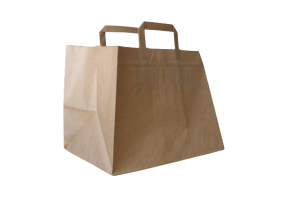 Torba papierowa brązowa z uchwytem płaskim 32x16x42cm 50szt 70g.